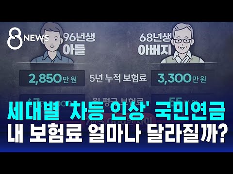 세대별 '차등 인상' 국민연금…내 보험료 얼마나 달라질까? / SBS 8뉴스